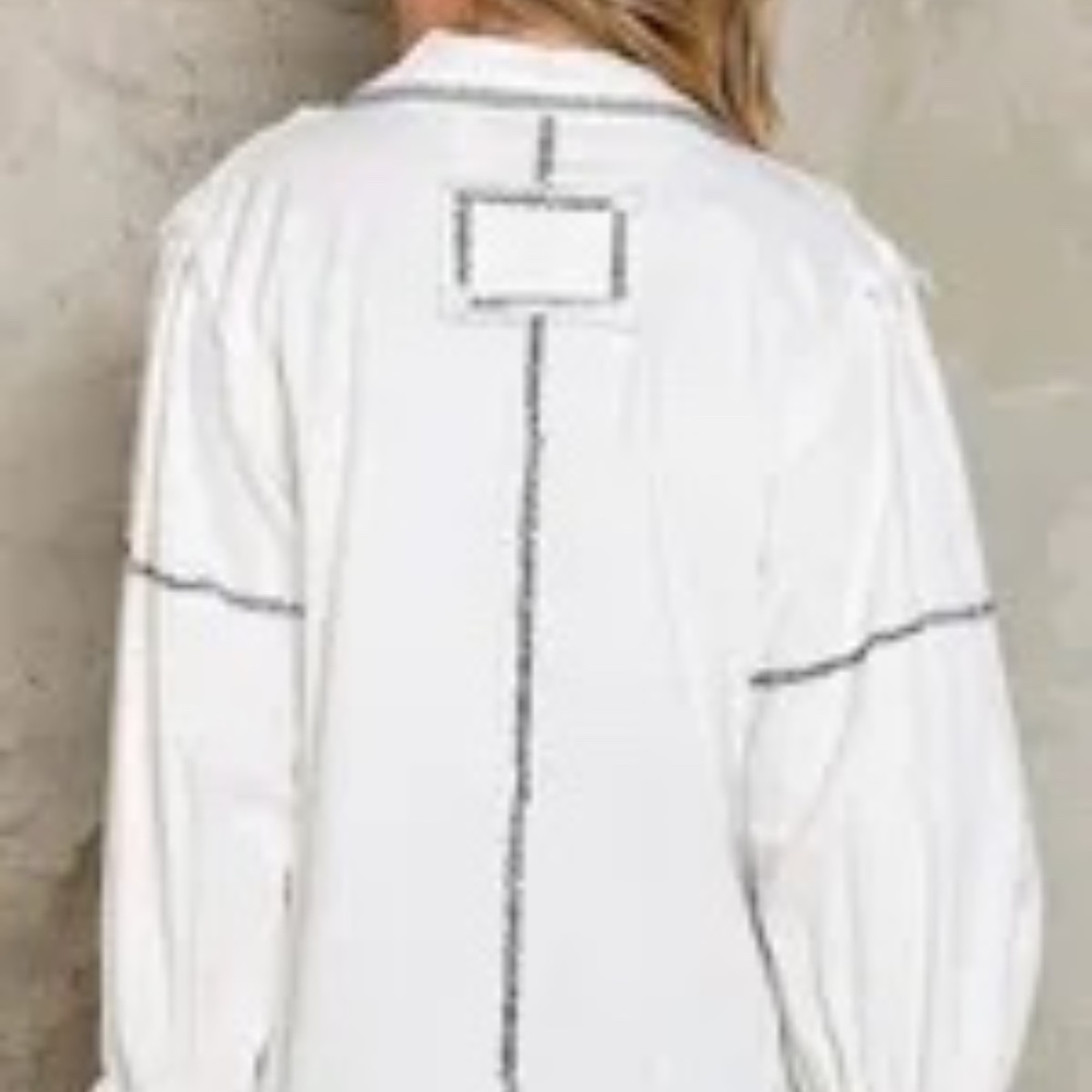 POL off white oversized blazer/shacket with top stitching detail - Picture 8 of 9